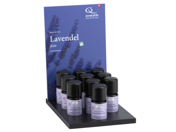 Aromalife Thekendisplay Lavendel fein Bio ätherisches Öl à 12 Stück