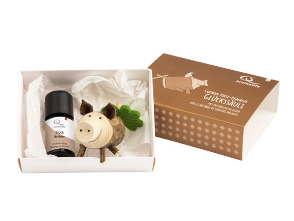 Aromalife Glückssäuli aus Holz mit Duftmischung Glück 5 ml