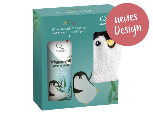 Aromalife Kids Winterfreunde Bad mit Öko- Waschlappen Geschenkset 300 ml