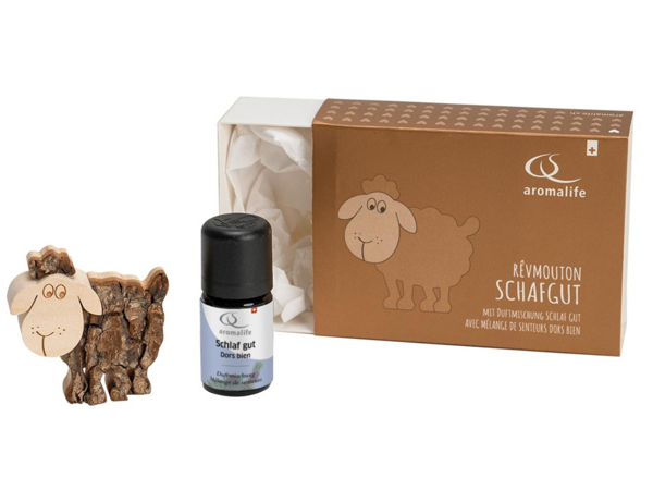 Aromalife SchafGut aus Holz Geschenkset mit Duftmischung Schlaf Gut 5 ml